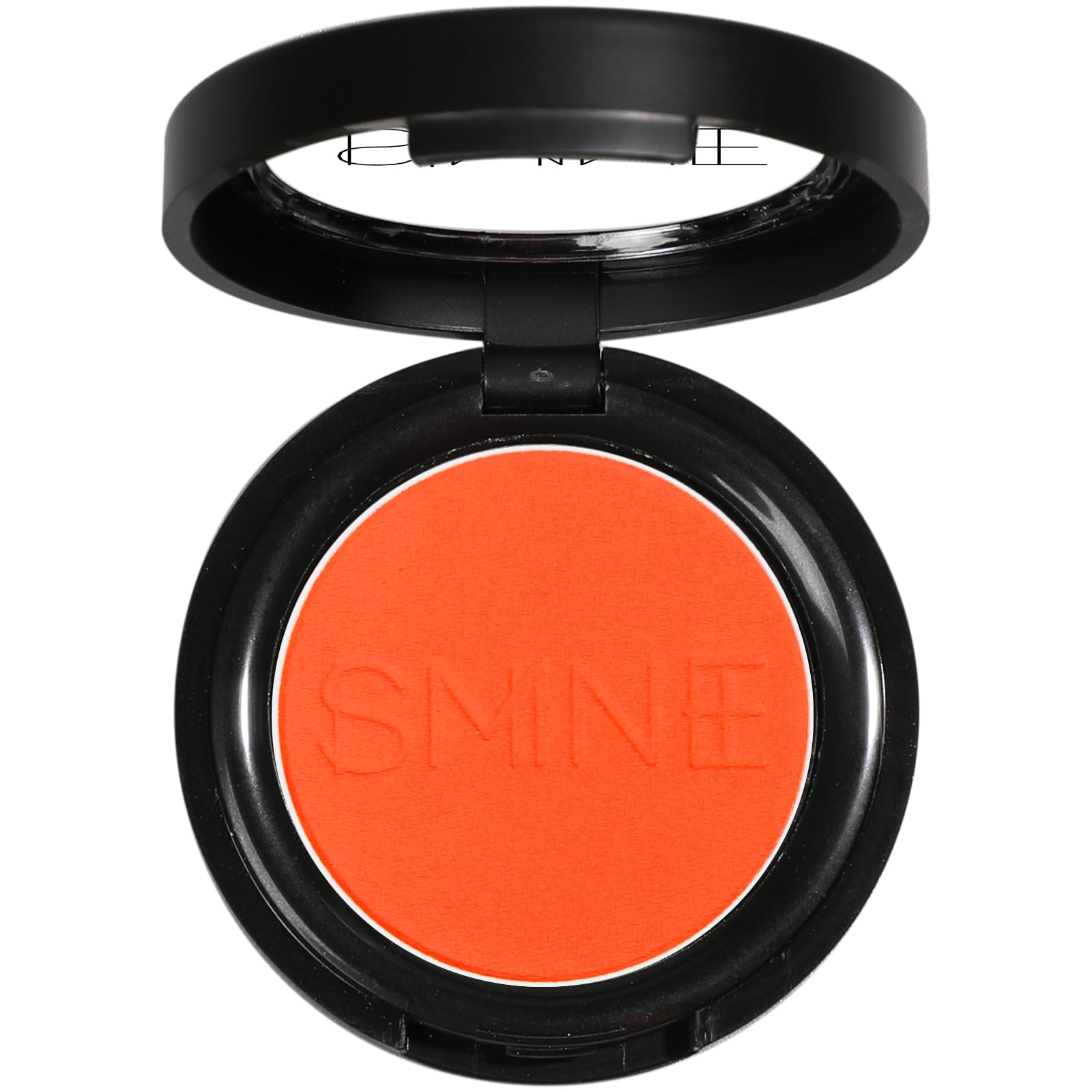 IS'MINE orange matte eyeshadow palette open, showing bold pigment for vibrant looks.