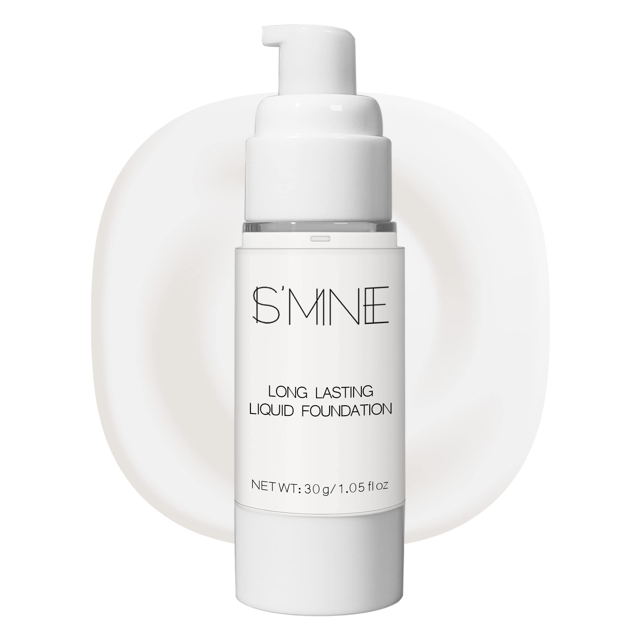 IS'MINE white liquid foundation bottle pump for quick, even base application.