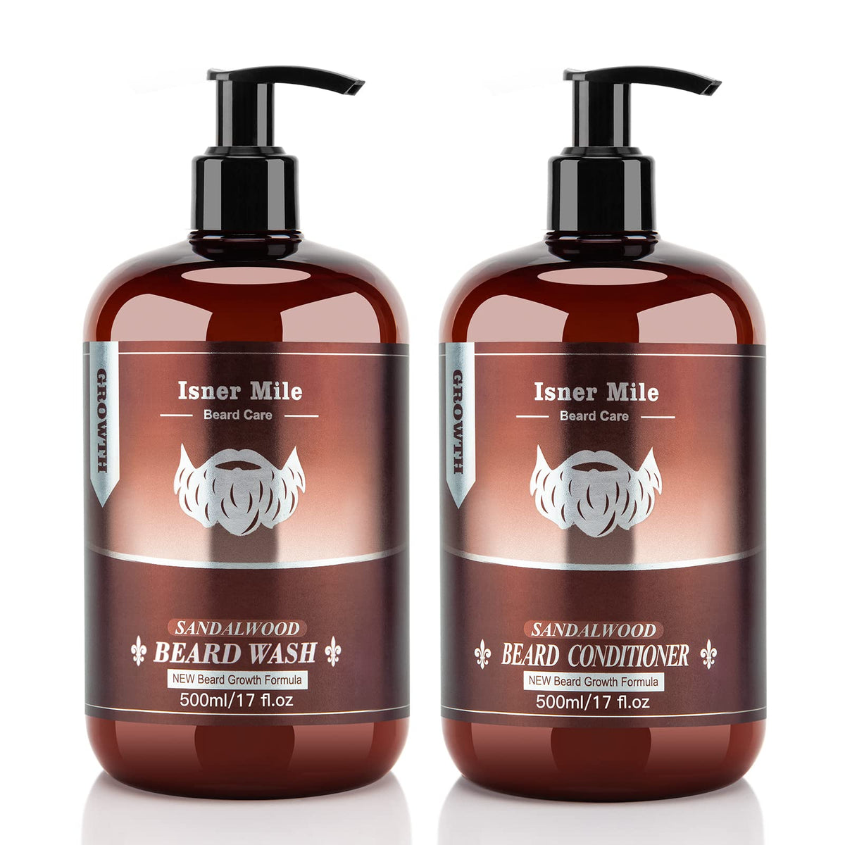ISNER MILE Beard Wash bottle with biotin-argan-jojoba oils for clean, nourished beard.