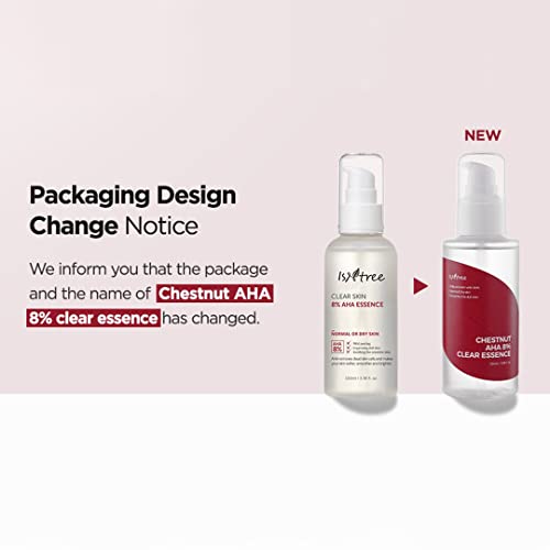 Application steps demonstrating how to apply ISNTREE Chestnut AHA 8% Clear Essence.