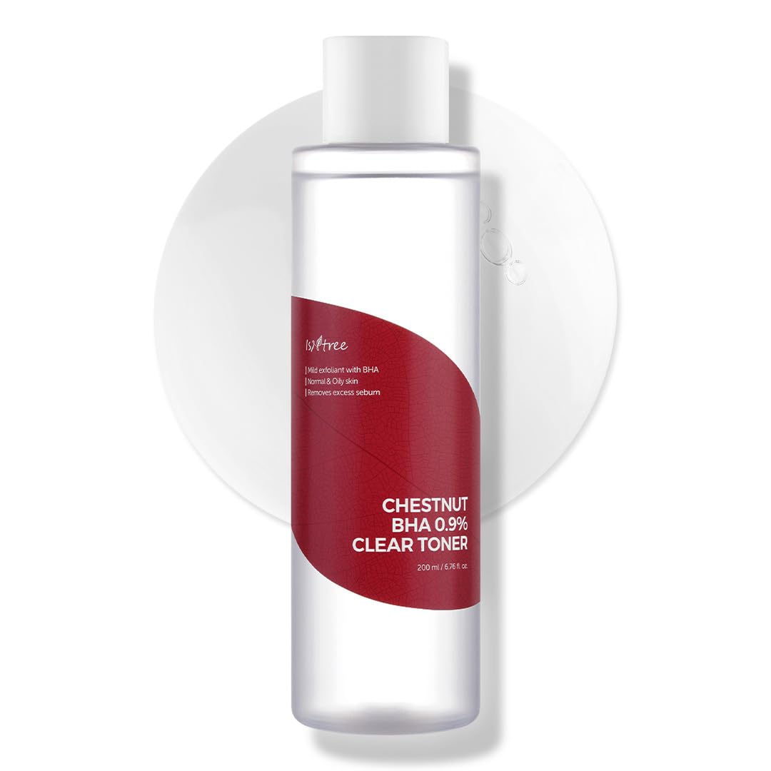 IsNTREE Chestnut BHA toner bottle close-up highlighting gentle exfoliation for smoother pores