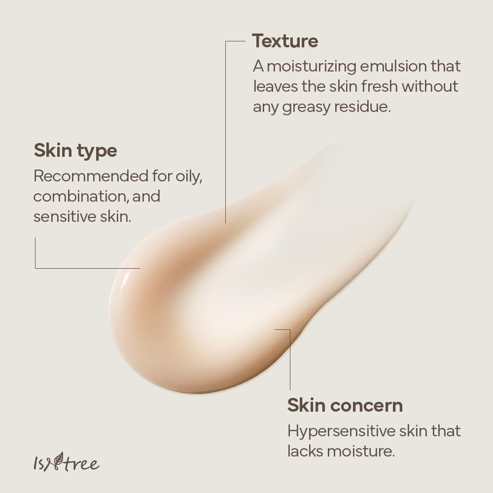 IsNtree Green Tea Fresh Emulsion application swatch suggests light hydration