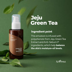 IsNtree Green Tea Fresh Emulsion bottle close-up highlights balance