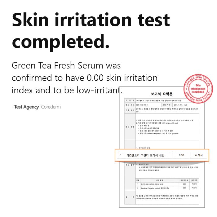 Travel-friendly 50ml ISNTREE Green Tea Fresh Serum ideal for on-the-go skincare.