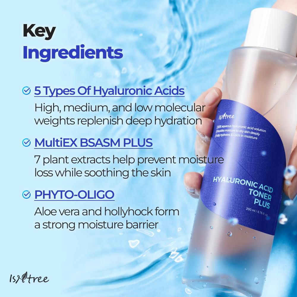 IsNtree Hyaluronic Acid Toner bottle being dispensed for use