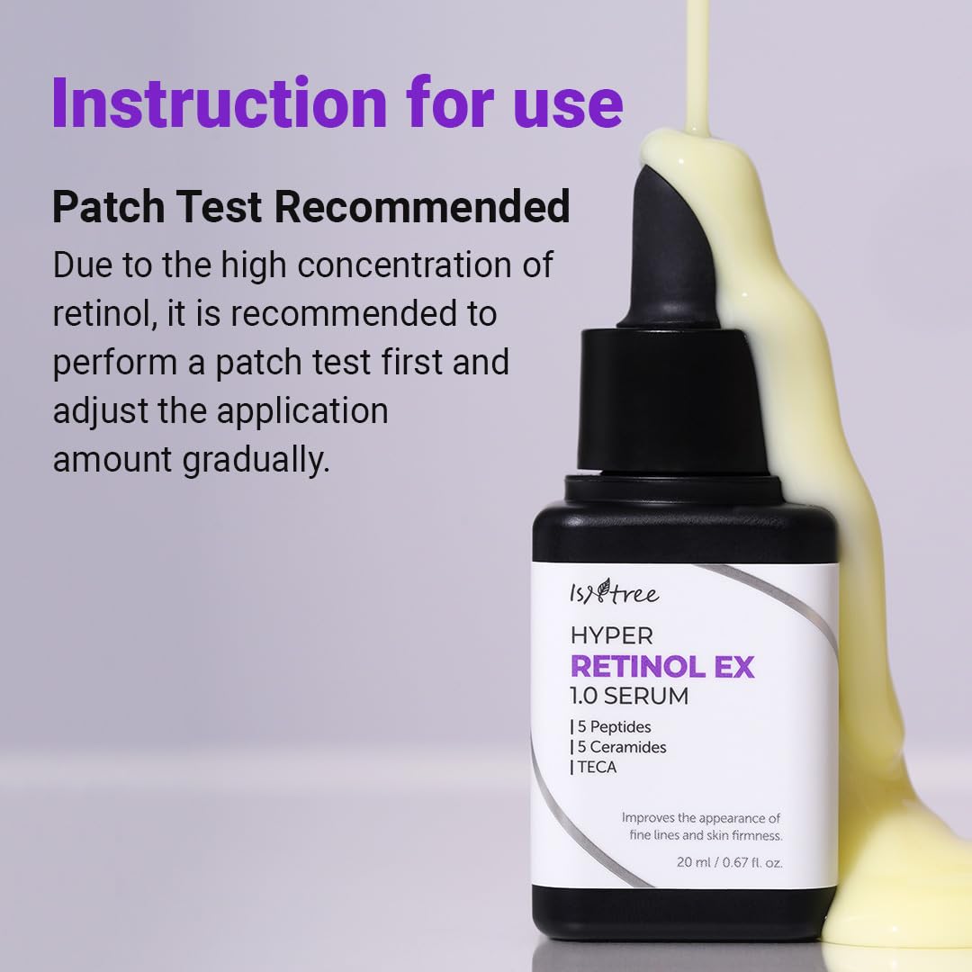 IsNtree Hyper Retinol EX 1.0 serum bottle-dispense demonstrates precise drop control.