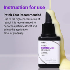 IsNtree Hyper Retinol EX 1.0 serum bottle-dispense demonstrates precise drop control.