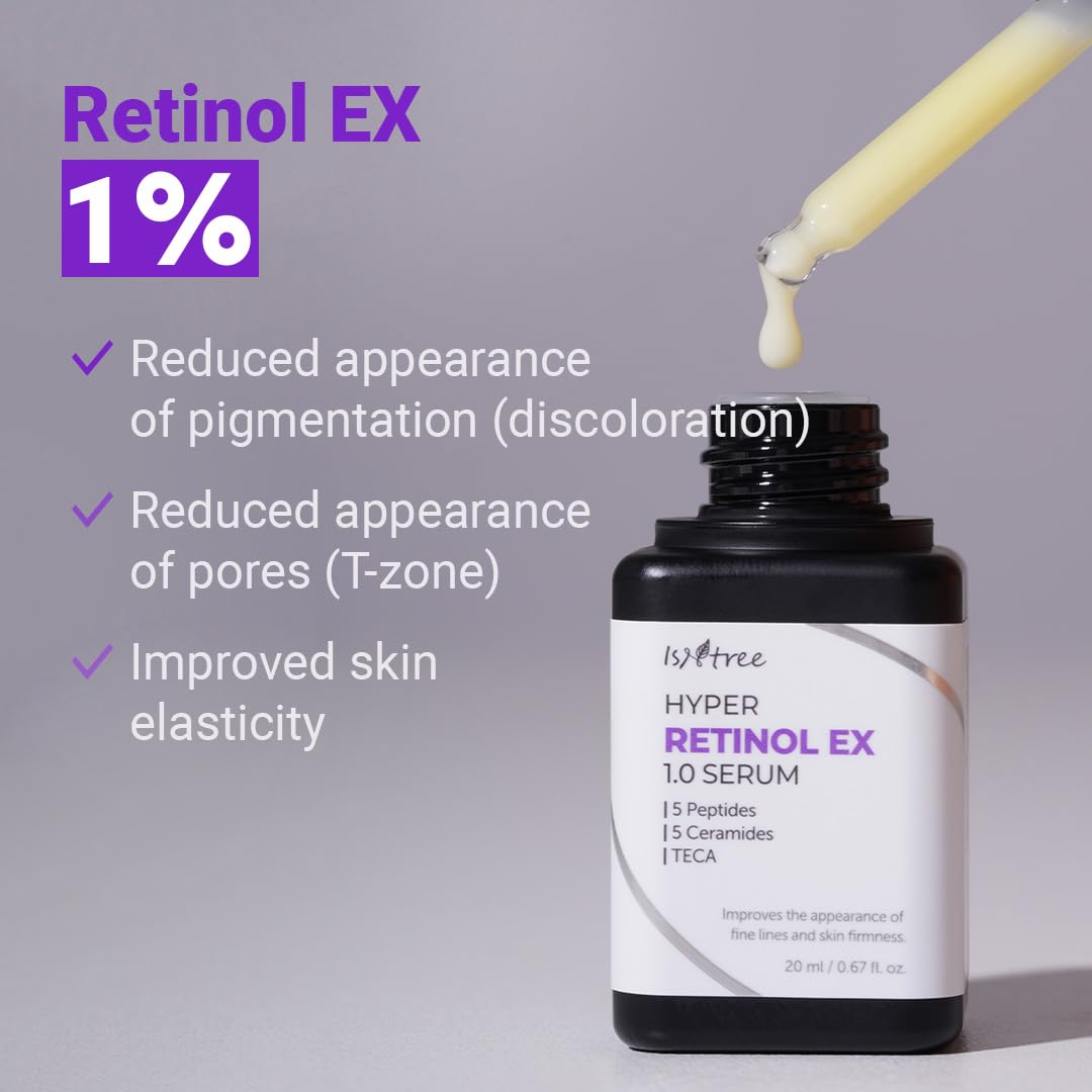 IsNtree Hyper Retinol EX 1.0 serum texture close-up shows light milky consistency.