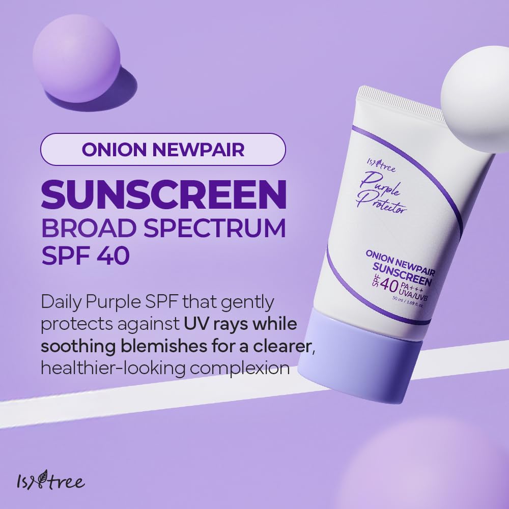 IsNtree Onion Newpair Sunscreen purple tint evens skin tone without white cast.