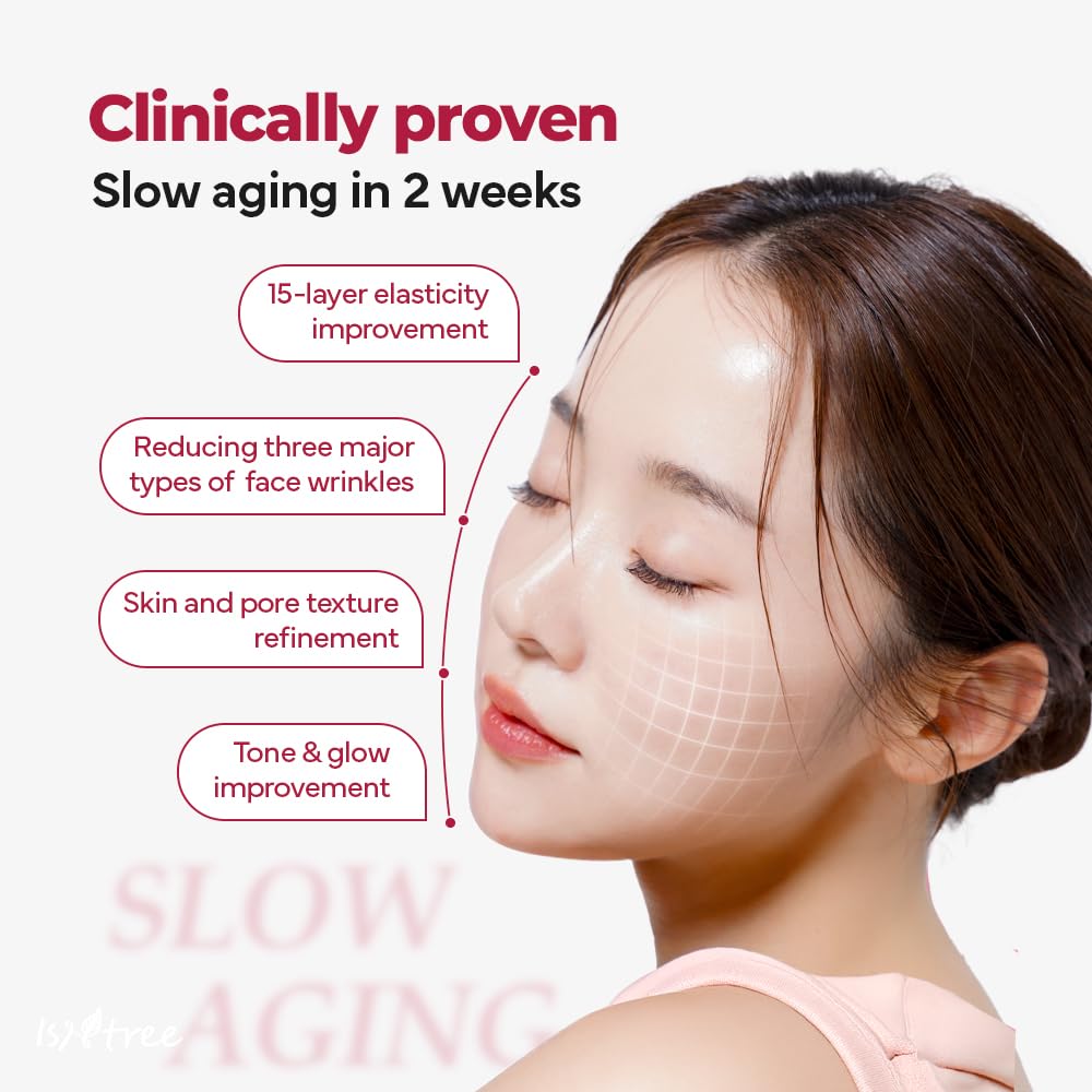ISNTREE Plum Peptide Booster 2000s application shot shows quick absorption during daily routine.