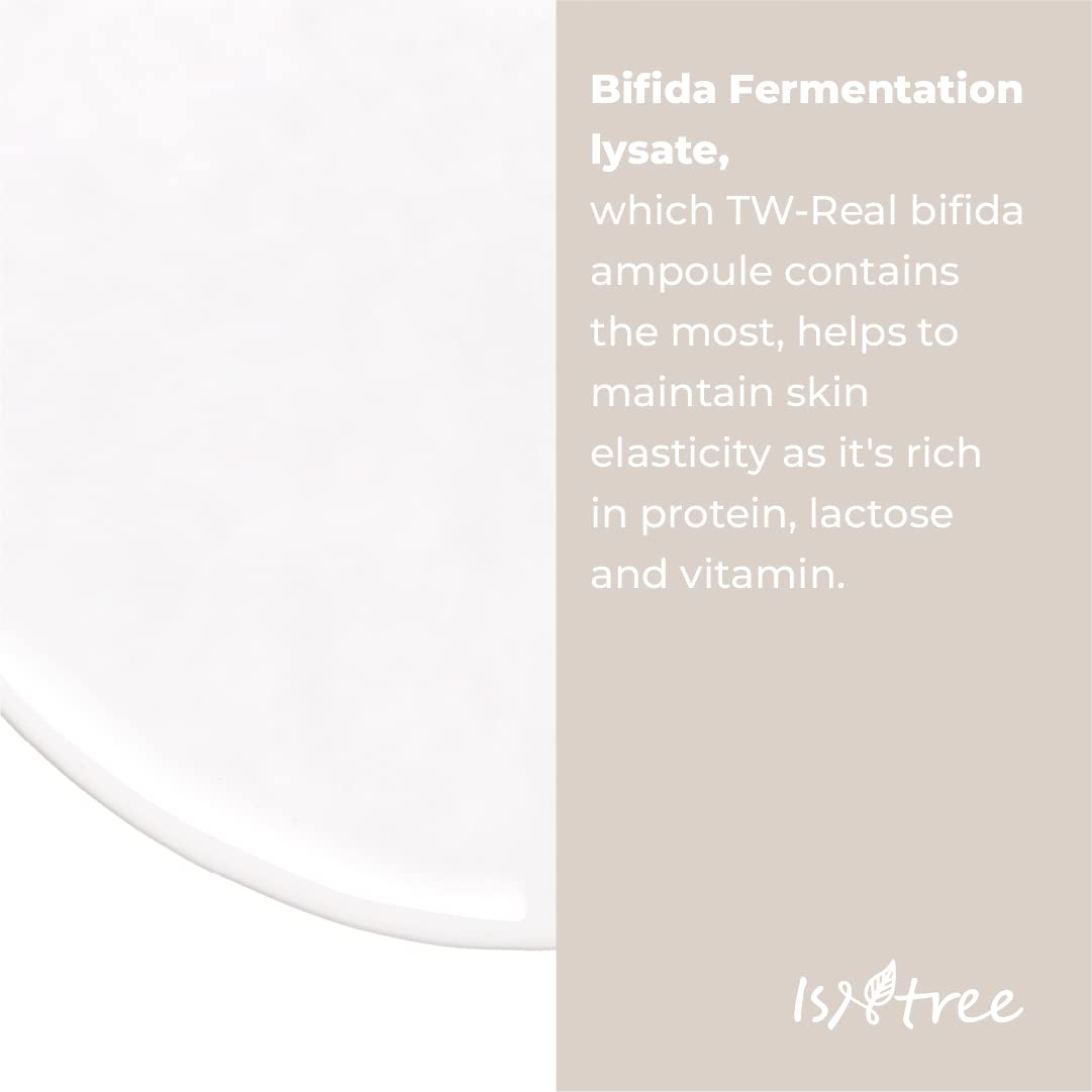 ISNTREE TW-Real Bifida Collagen Ampoule packaging-box highlights ingredients and eco-friendly design.