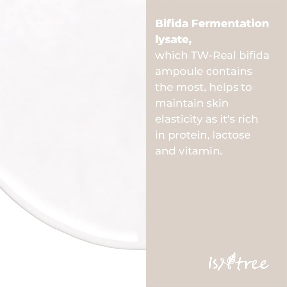 ISNTREE TW-Real Bifida Collagen Ampoule packaging-box highlights ingredients and eco-friendly design.