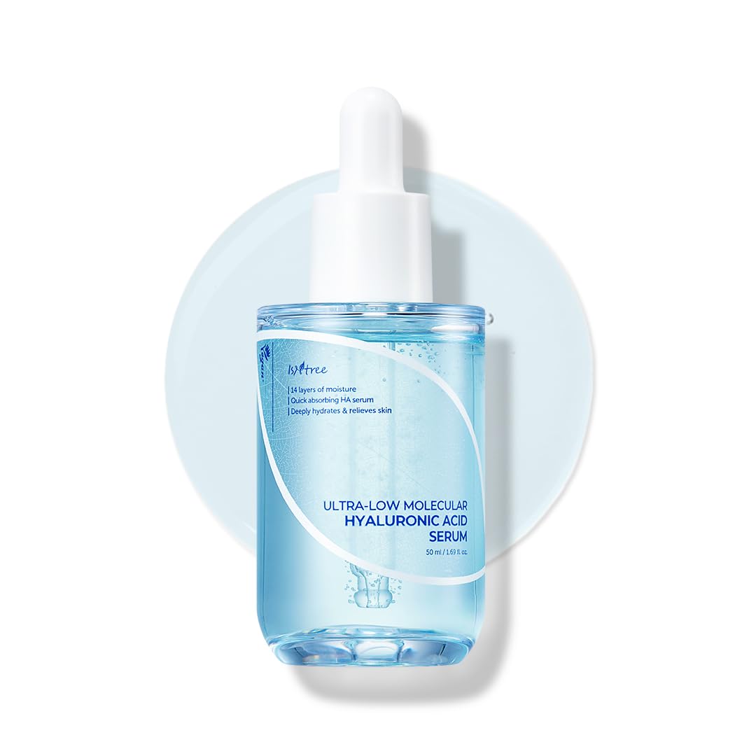ISNTREE Ultra-Low Molecular Hyaluronic Acid Serum bottle close-up showing hydration focus