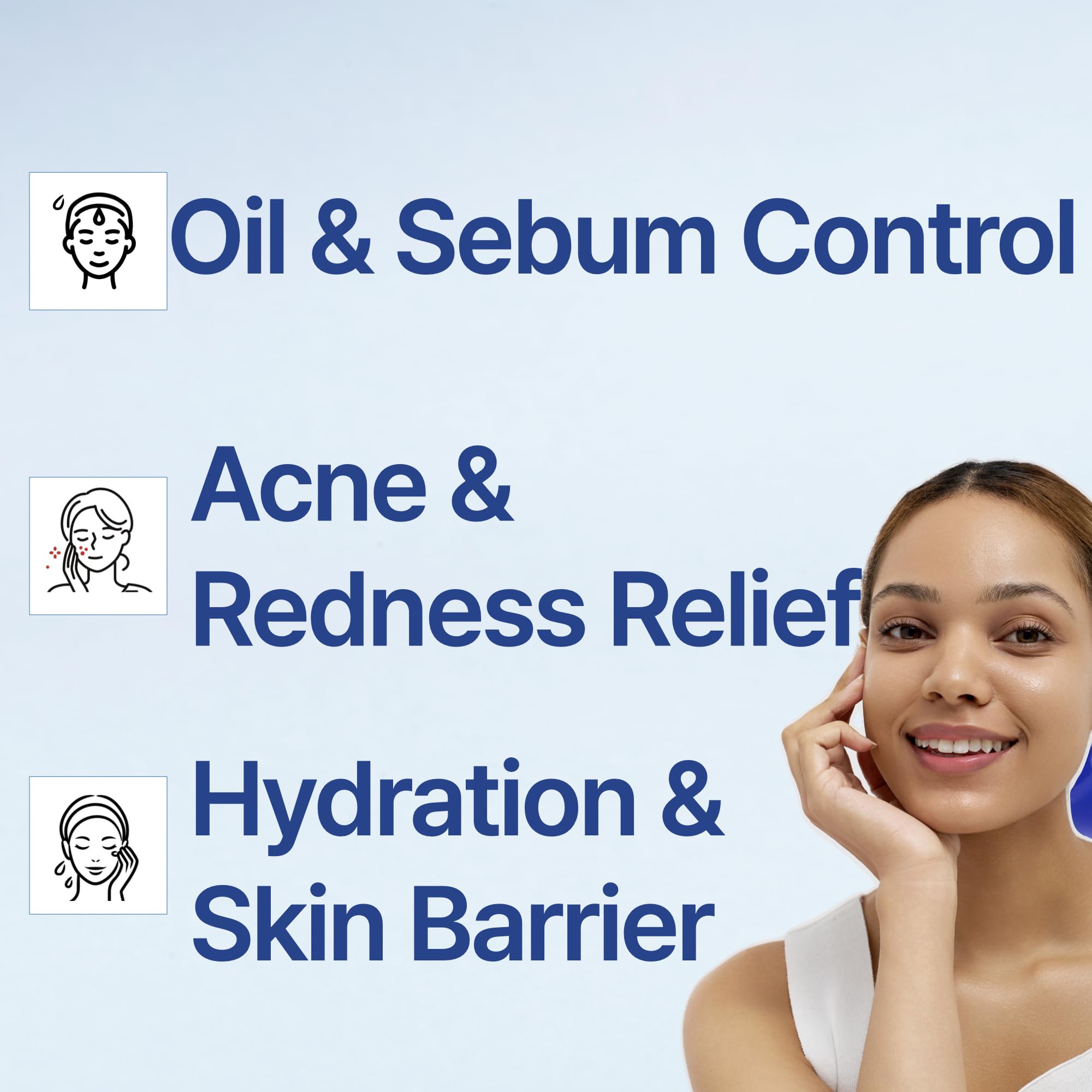 Close-up of ISOI ACNI Dr. 1st Control Toner ingredients highlighting calming botanicals