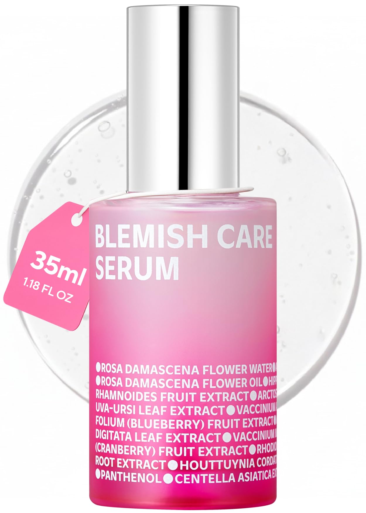 ISOI blemish care up serum bottle on white surface highlighting hydration and glow potential