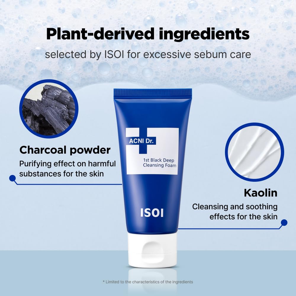 ISOI Charcoal-based cleanser texture suggests refreshing cleansing for oily skin.