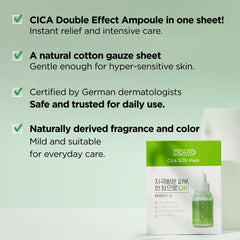 ISOI CICAGO Cica SOS Mask Pack application on the face in a 10–20 minute routine.