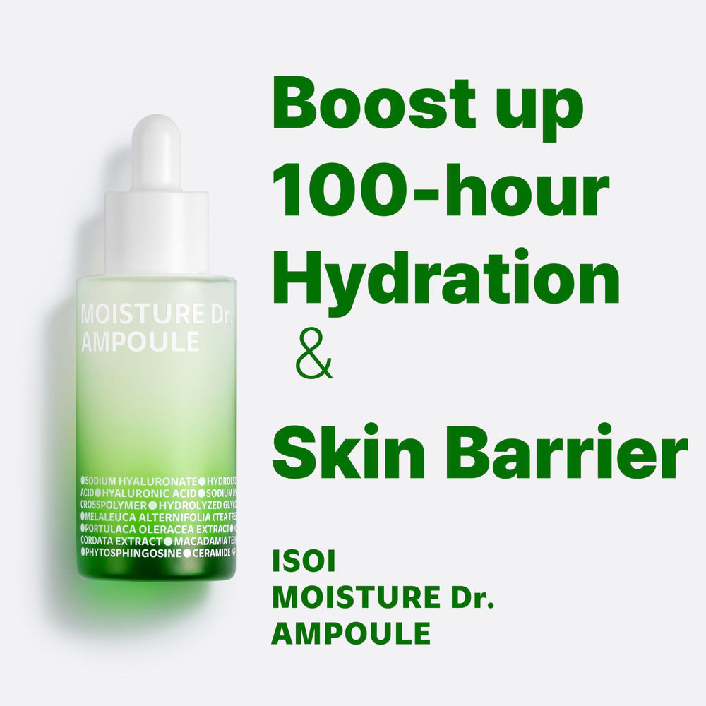 ISOI Moisture Dr. Ampoule texture showing smooth, fast-absorbing hydration