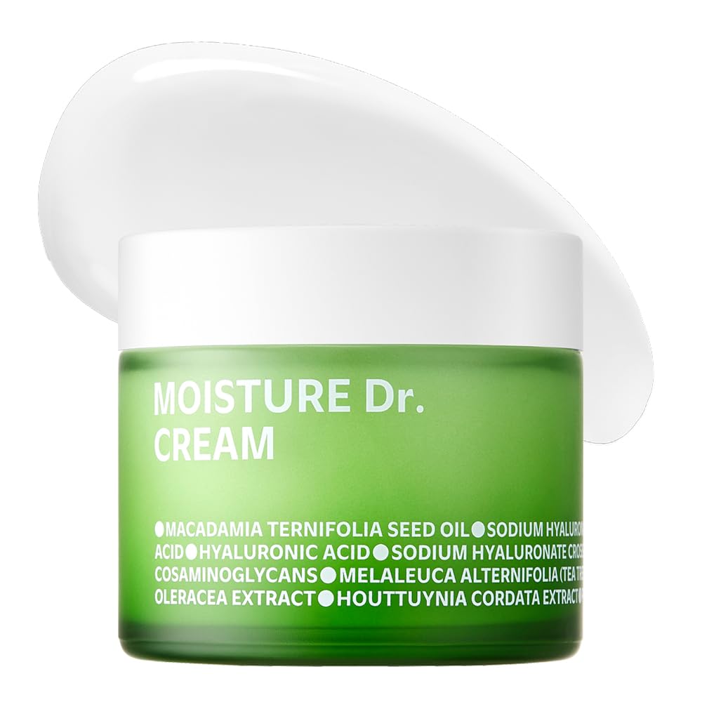 ISOI Moisture Dr. Soothing Cream jar close-up showing smooth, non-sticky hydration.