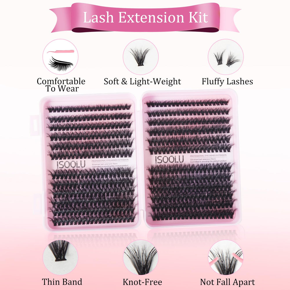 ISOOLU Fairy Lash Clusters lashes collection showing flexible C curl wispy styles