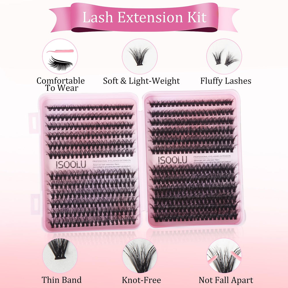 ISOOLU lash clusters 240 pieces for multiple flawless applications.