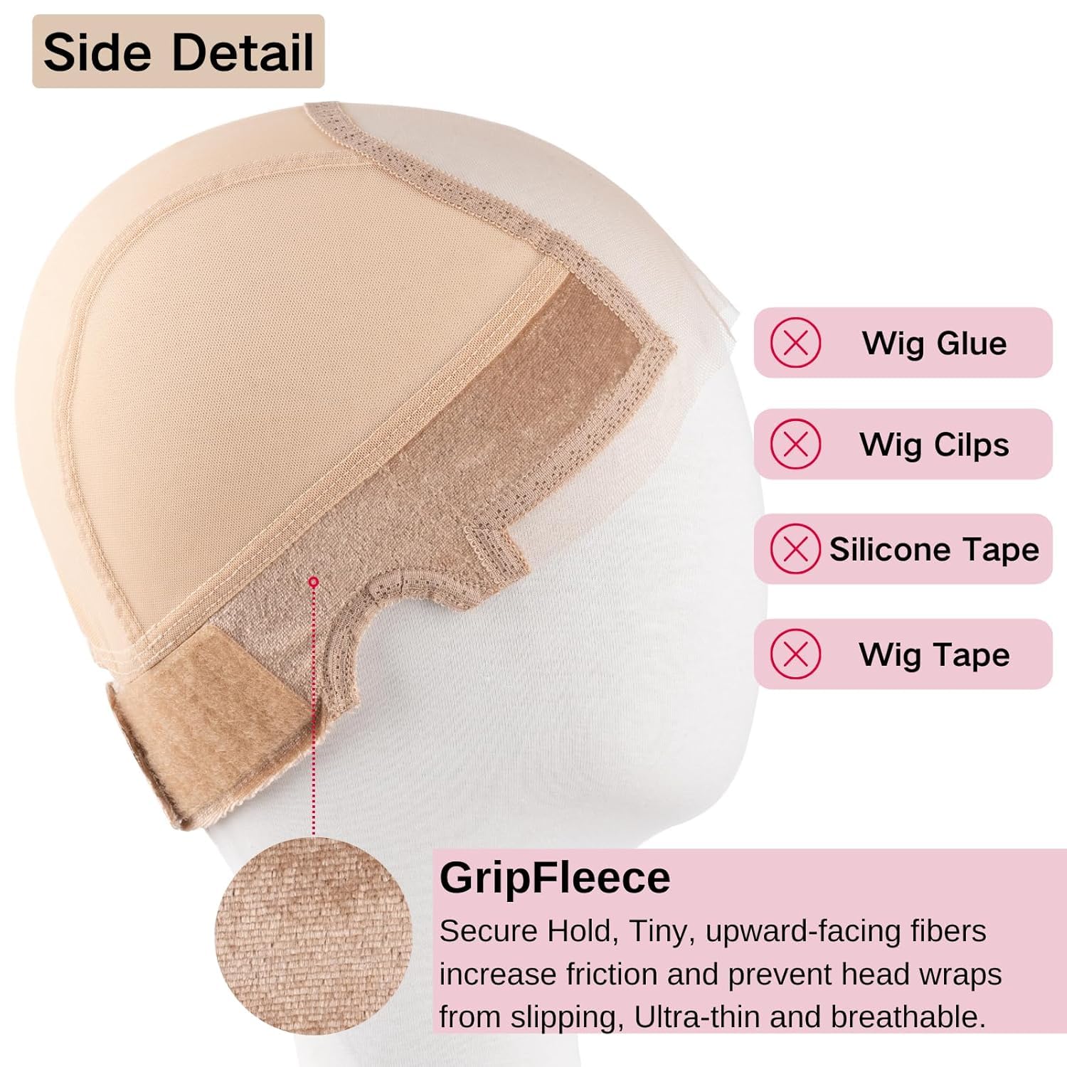 Isshin Beauty lace wig grip cap with ear cutouts for comfortable long wear.