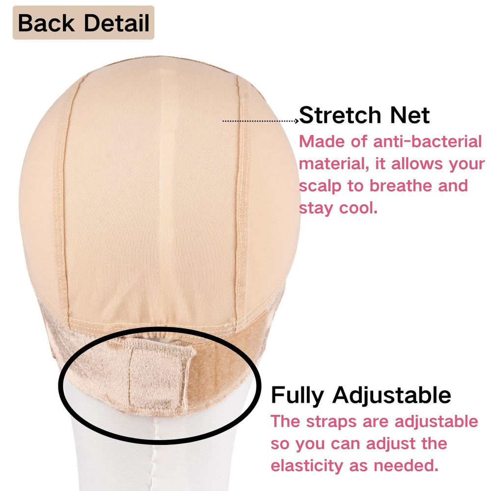 Isshin Beauty lace wig grip cap Velcro adjustment for a snug, small-head friendly fit.