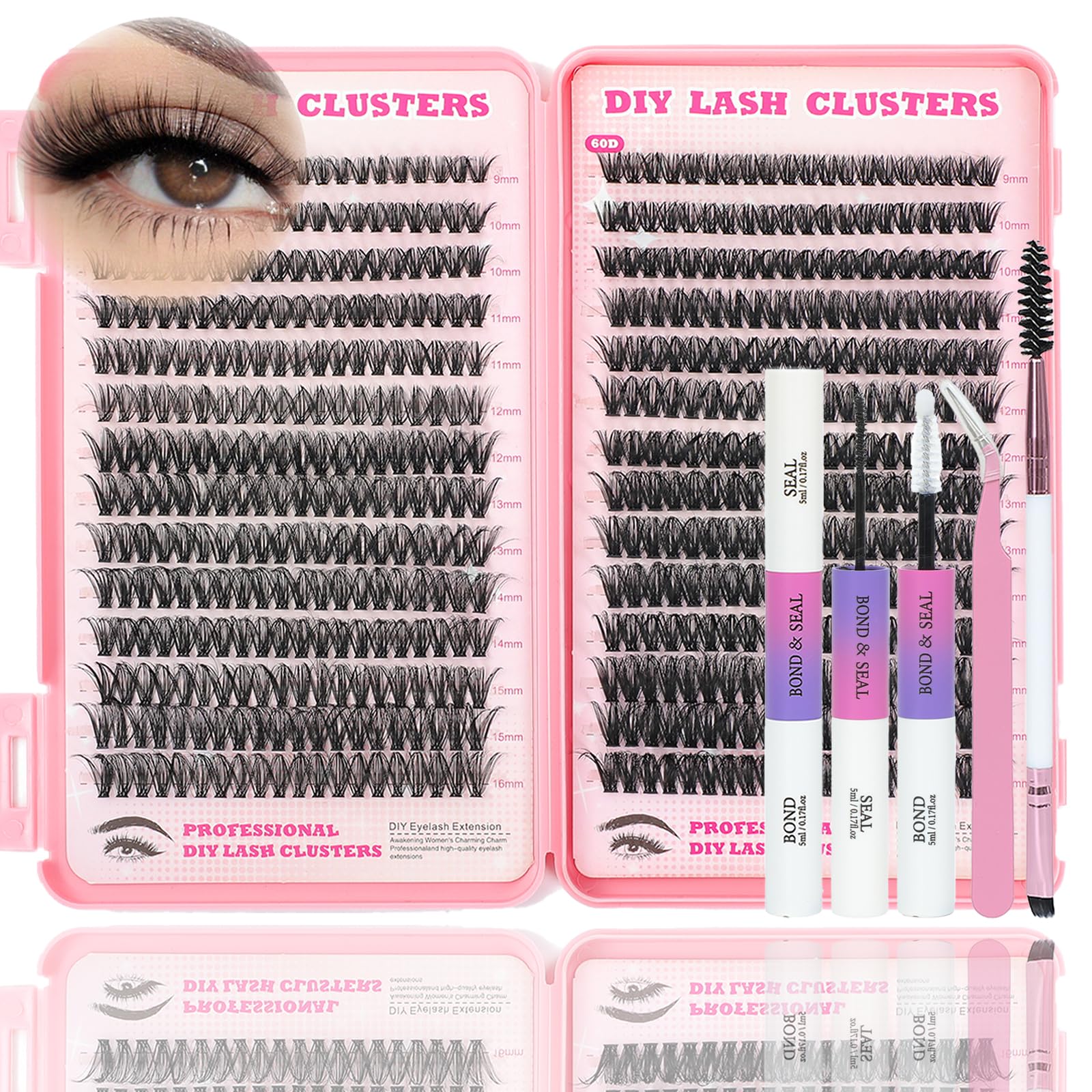 ISTGIFT Lash Clusters Kit 9-16mm D curl for natural, fluffy lashes.