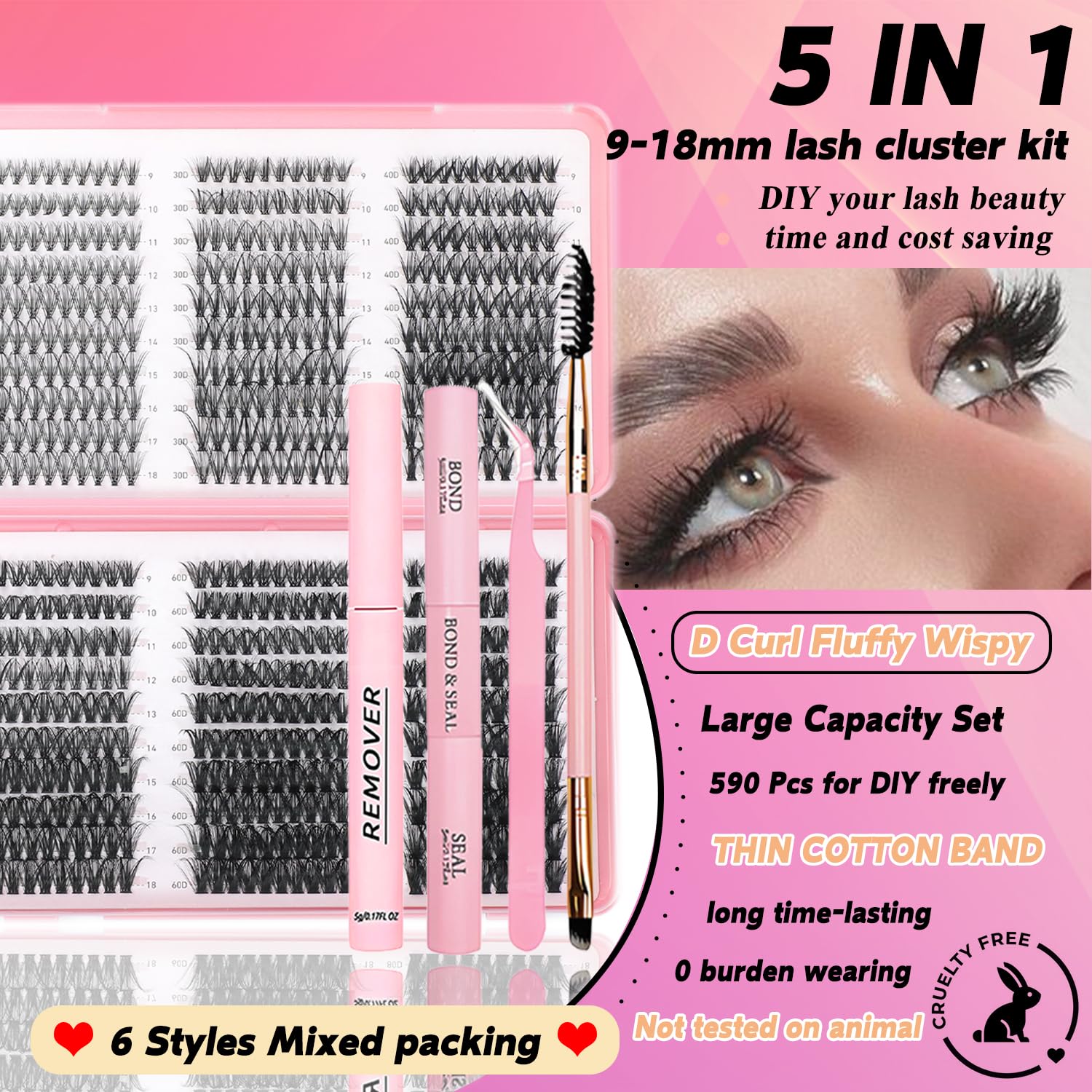 ISTGIFT Lash Clusters Kit with D Curl soft-band for natural look.