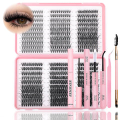 ISTGIFT Lash Clusters Kit unboxed with 590 pieces for DIY lash artistry.
