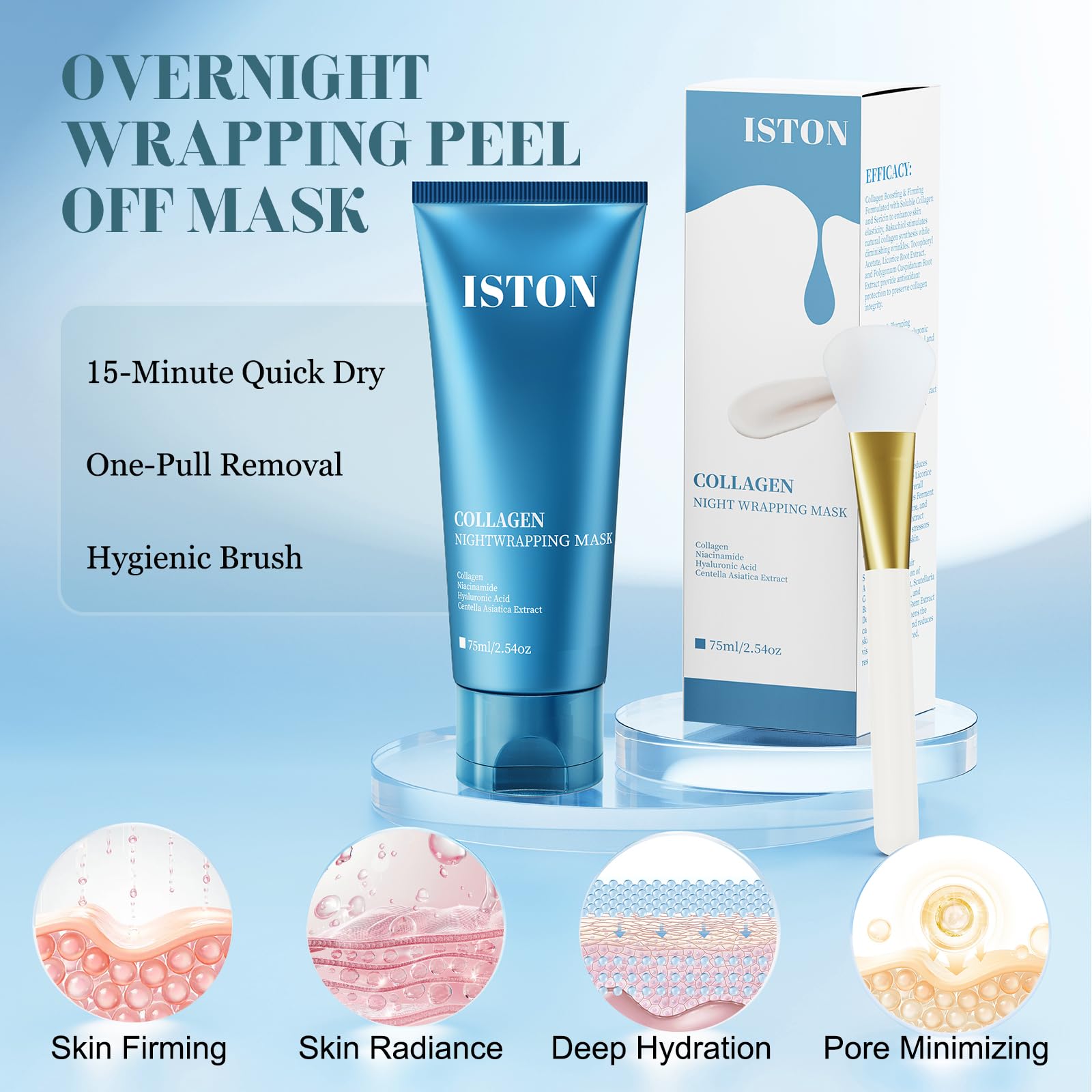 ISTON Collagen Night Wrap Mask overnight wear on face with hydration