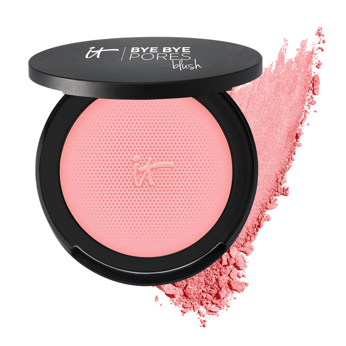 IT Cosmetics Bye Bye Pores Blush Sweet Cheeks close-up showing diffuse pores