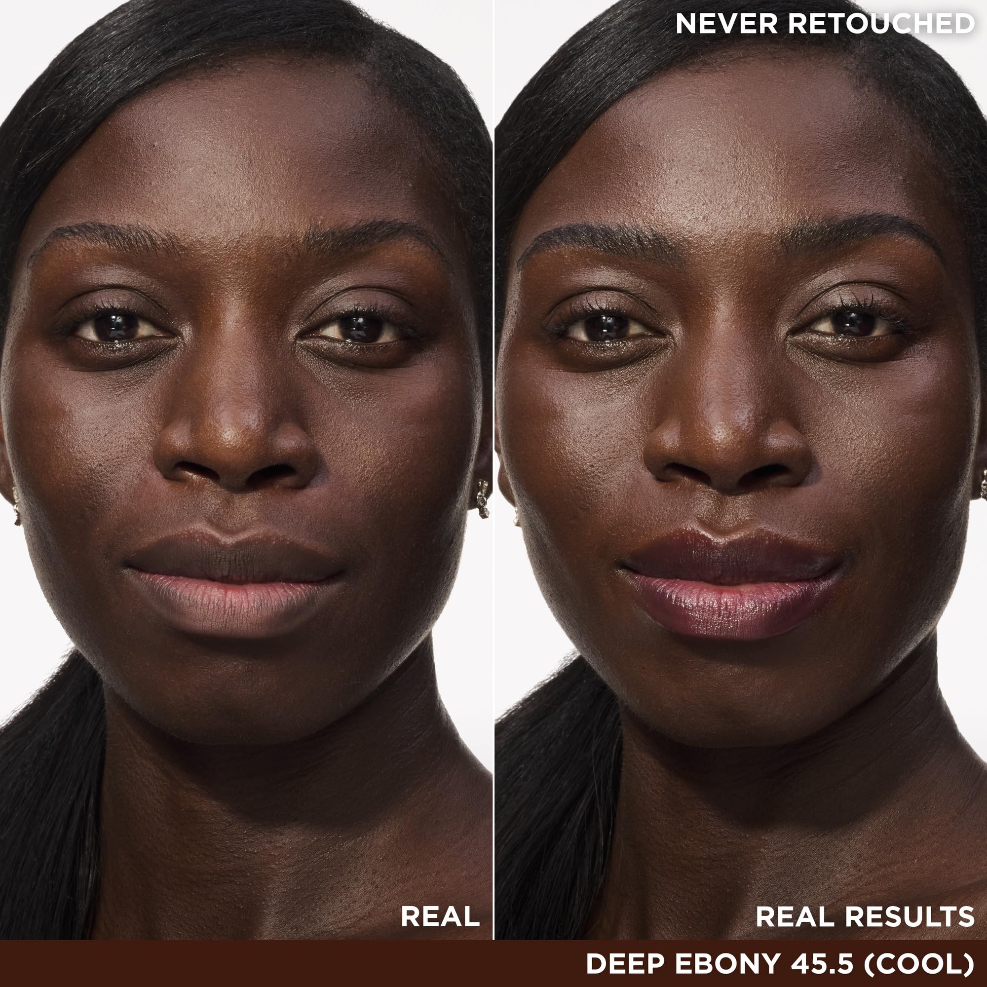 Texture close-up of IT Cosmetics concealer Deep Ebony shows rich, blendable coverage.
