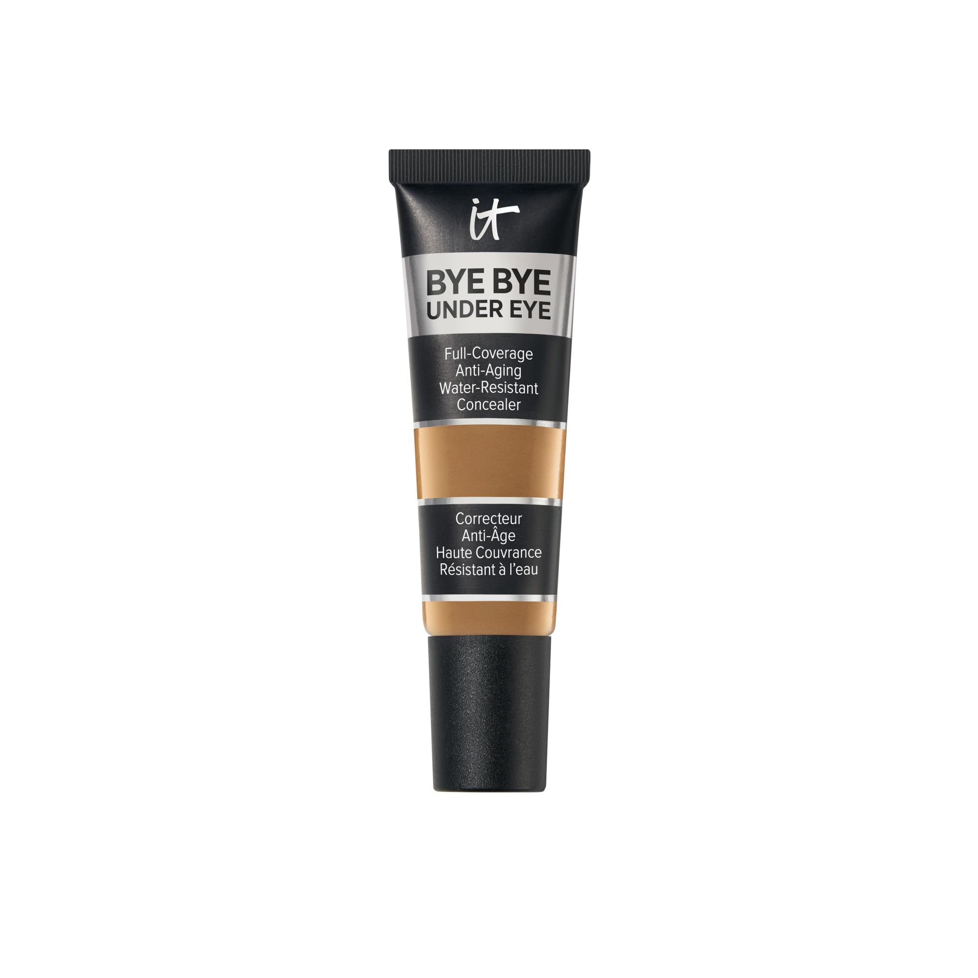 IT Cosmetics Bye Bye Under Eye Concealer Rich Amber tube highlighting long-wearing, water-resistant formula.