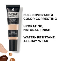 IT Cosmetics Bye Bye Under Eye Concealer Tan Natural cream swatch on skin