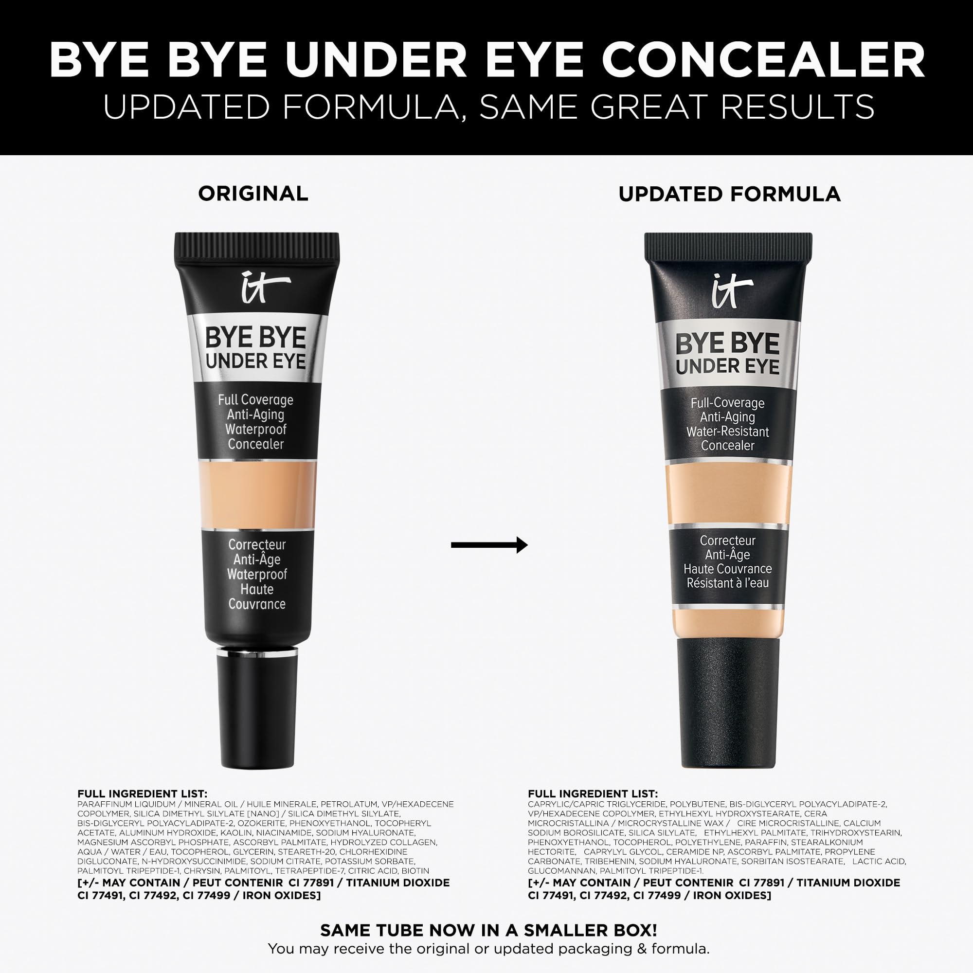 IT Cosmetics Bye Bye Under Eye Concealer with Heavenly Luxe brush demonstrates on-the-go touchups