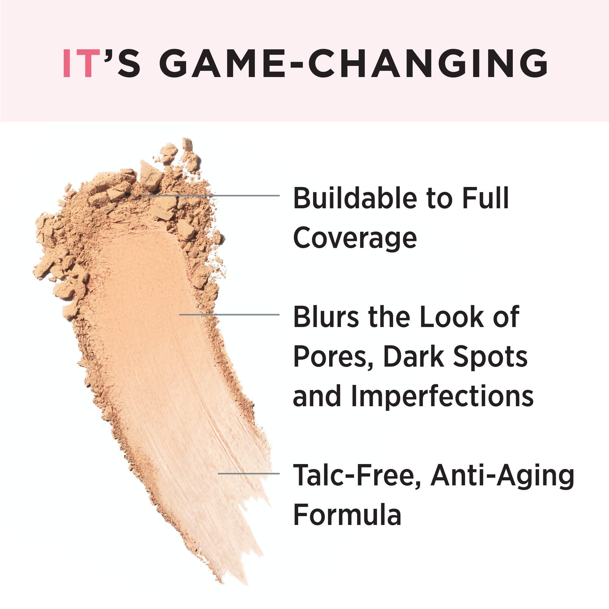 IT Cosmetics CC+ Airbrush Powder Medium with Heavenly Luxe Brush demonstrating smooth coverage