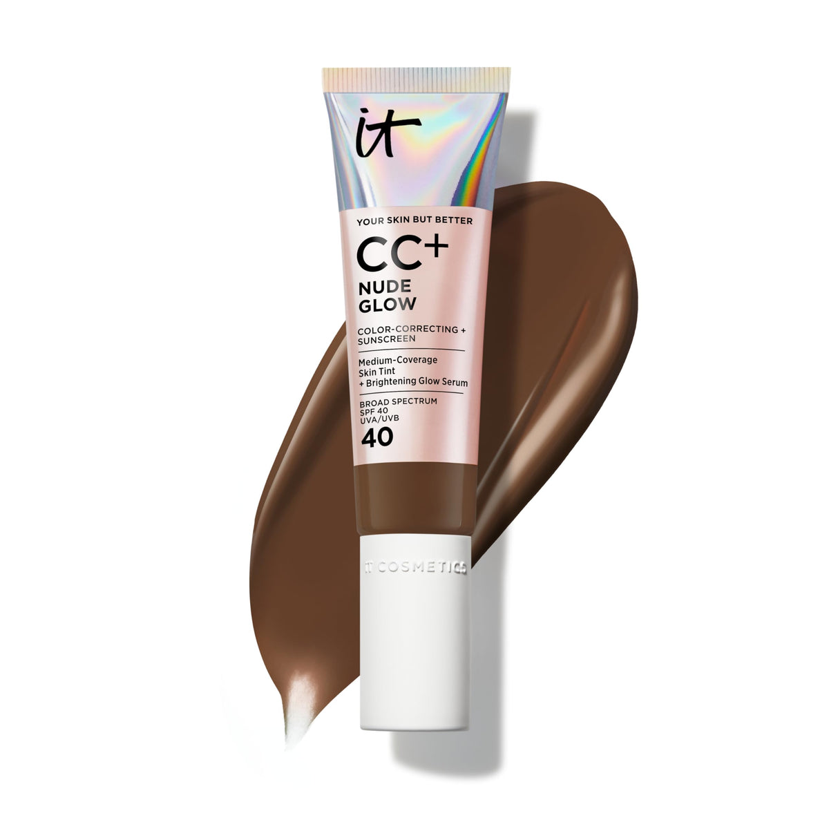 IT Cosmetics CC+ Nude Glow Deep Cool bottle front showing glow finish