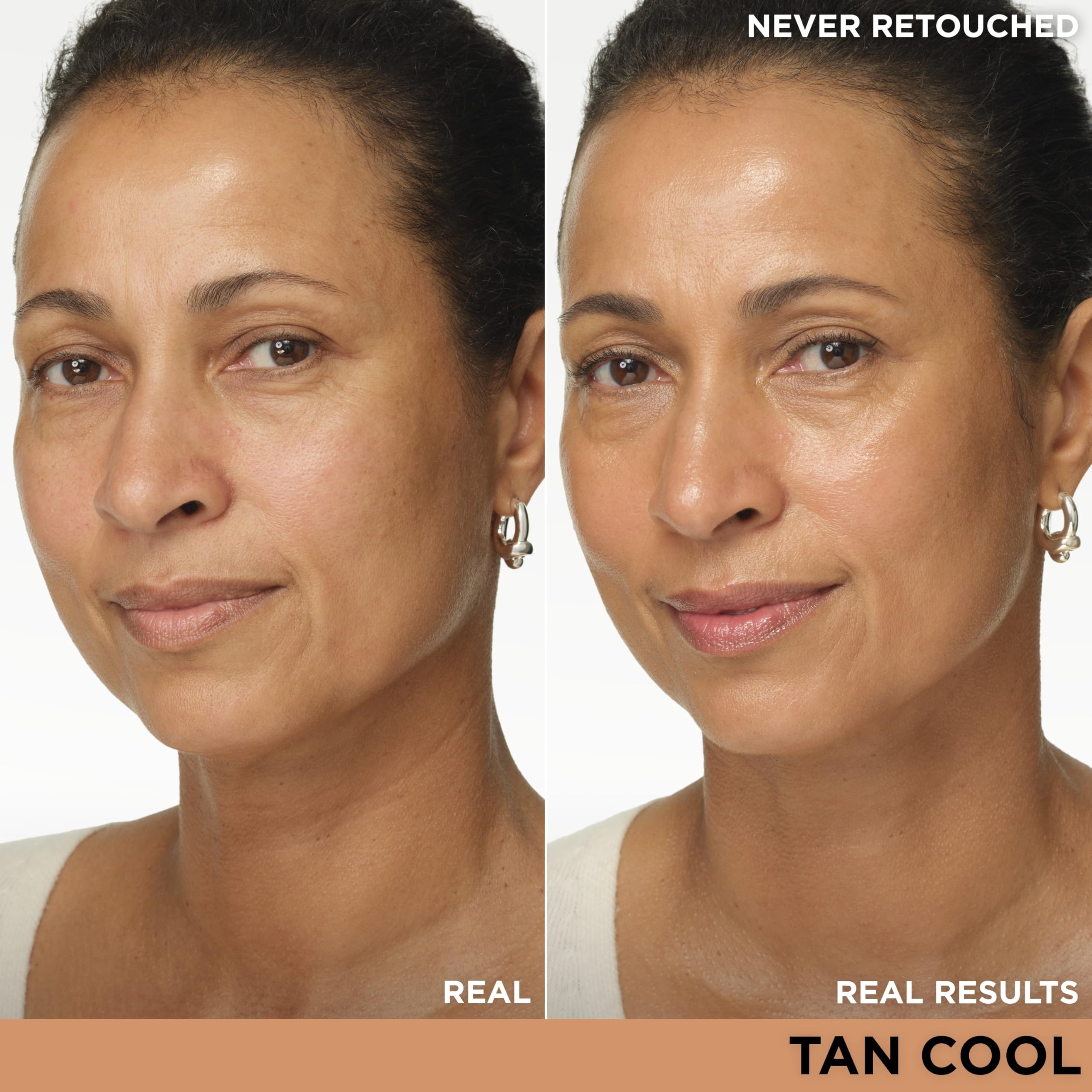 IT Cosmetics CC+ Nude Glow Tan Cool swatch on skin reveals even, radiant tone.