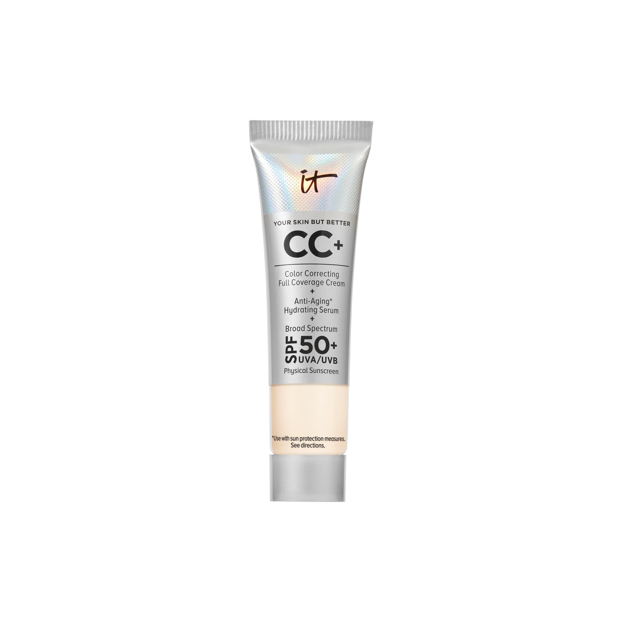 IT Cosmetics CC+ Cream bottle with pump ready for easy application.