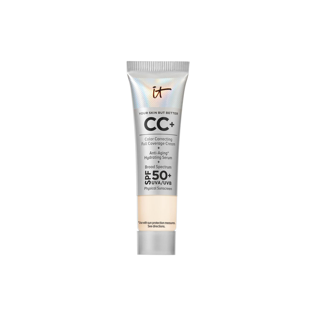 IT Cosmetics CC+ Cream bottle with pump ready for easy application.