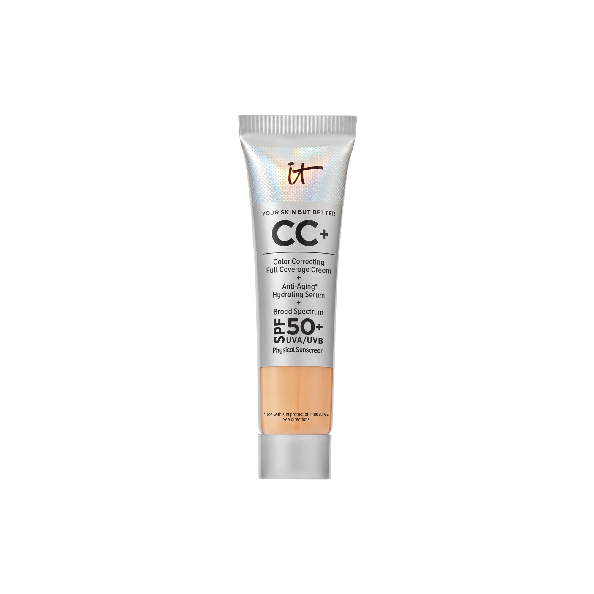 IT Cosmetics CC+ Cream Travel bottle-pump offers SPF 50+ protection with full coverage