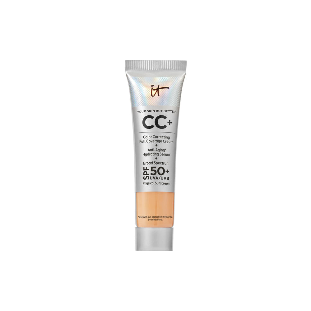 IT Cosmetics CC+ Cream Travel bottle-pump offers SPF 50+ protection with full coverage