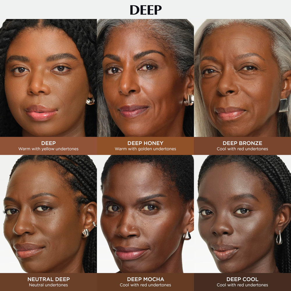 Close look at IT Cosmetics CC+ Cream Travel Deep Mocha shade swatch on jawline