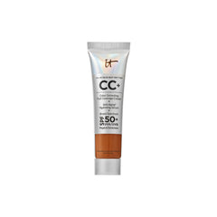 IT Cosmetics CC+ Cream Travel Rich Honey bottle with SPF 50+ on display for on-the-go use