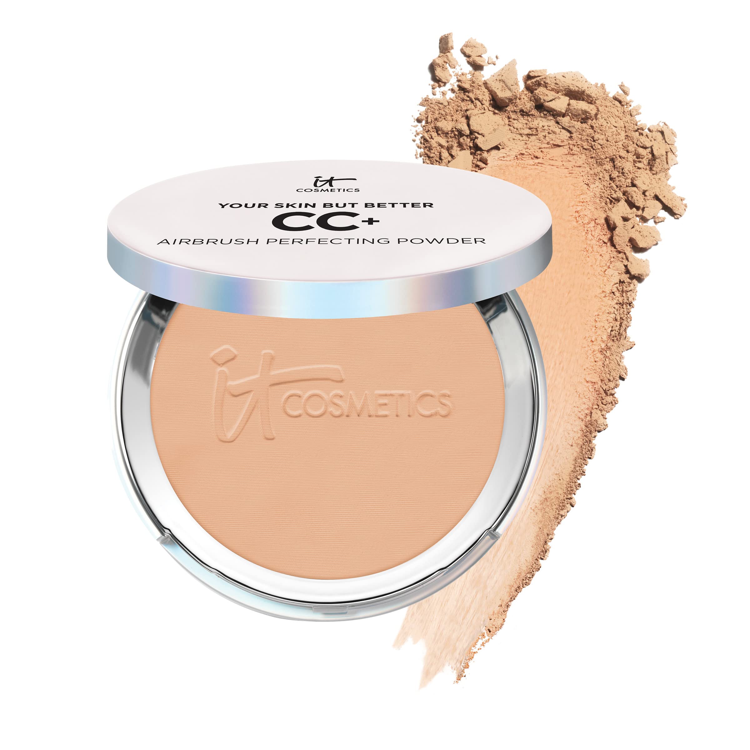 IT Cosmetics CC+ Airbrush Powder bottle showing a soft, pore-blurring finish.