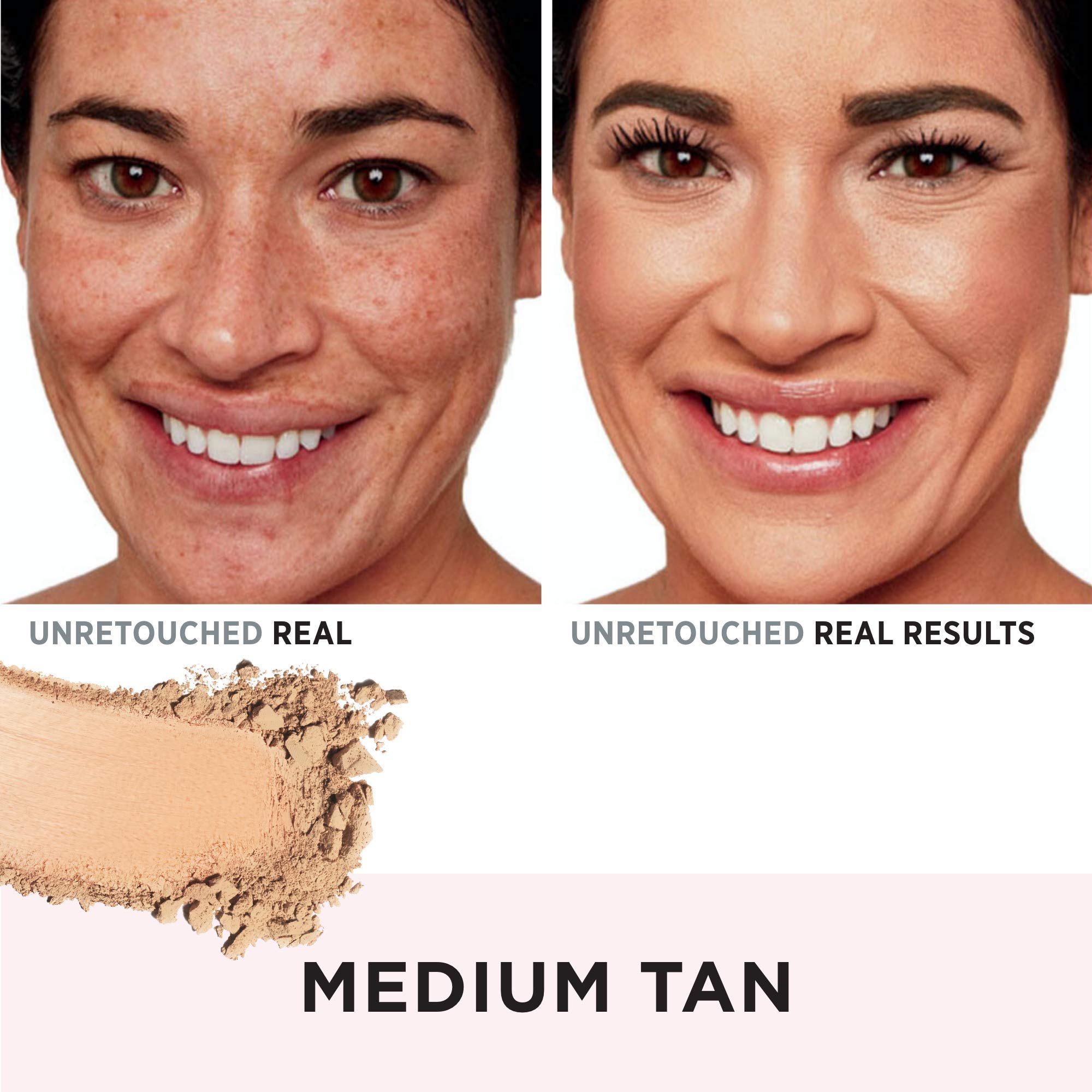 IT Cosmetics CC+ Airbrush Powder swatches show natural shade blending and coverage.
