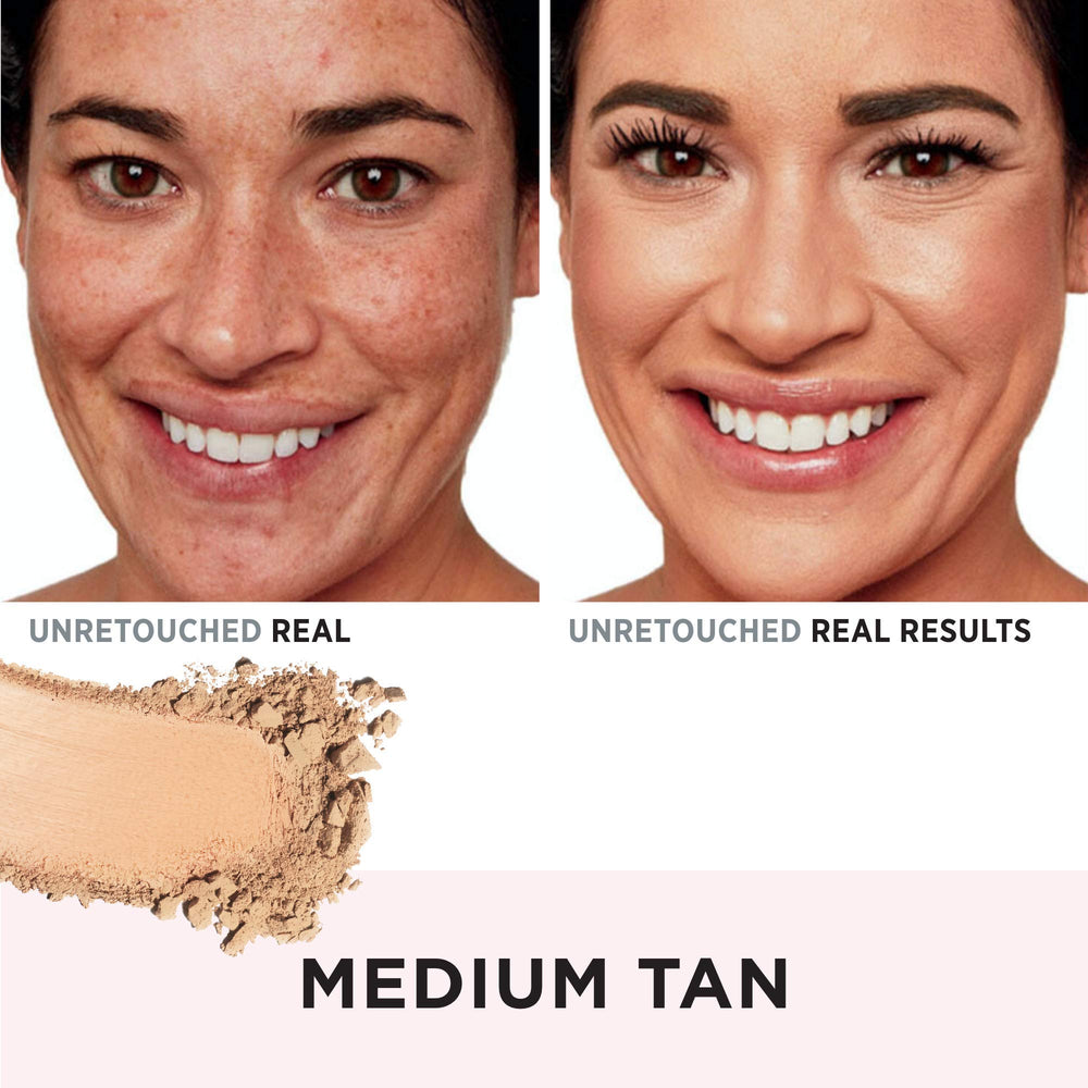 IT Cosmetics CC+ Airbrush Powder swatches show natural shade blending and coverage.