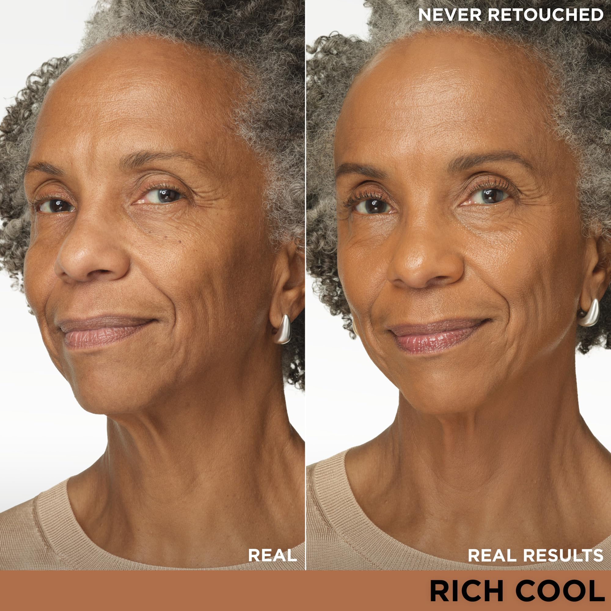 Swatches of IT Cosmetics CC+ Cream Rich Cool reveal deep cool tones for balanced color.