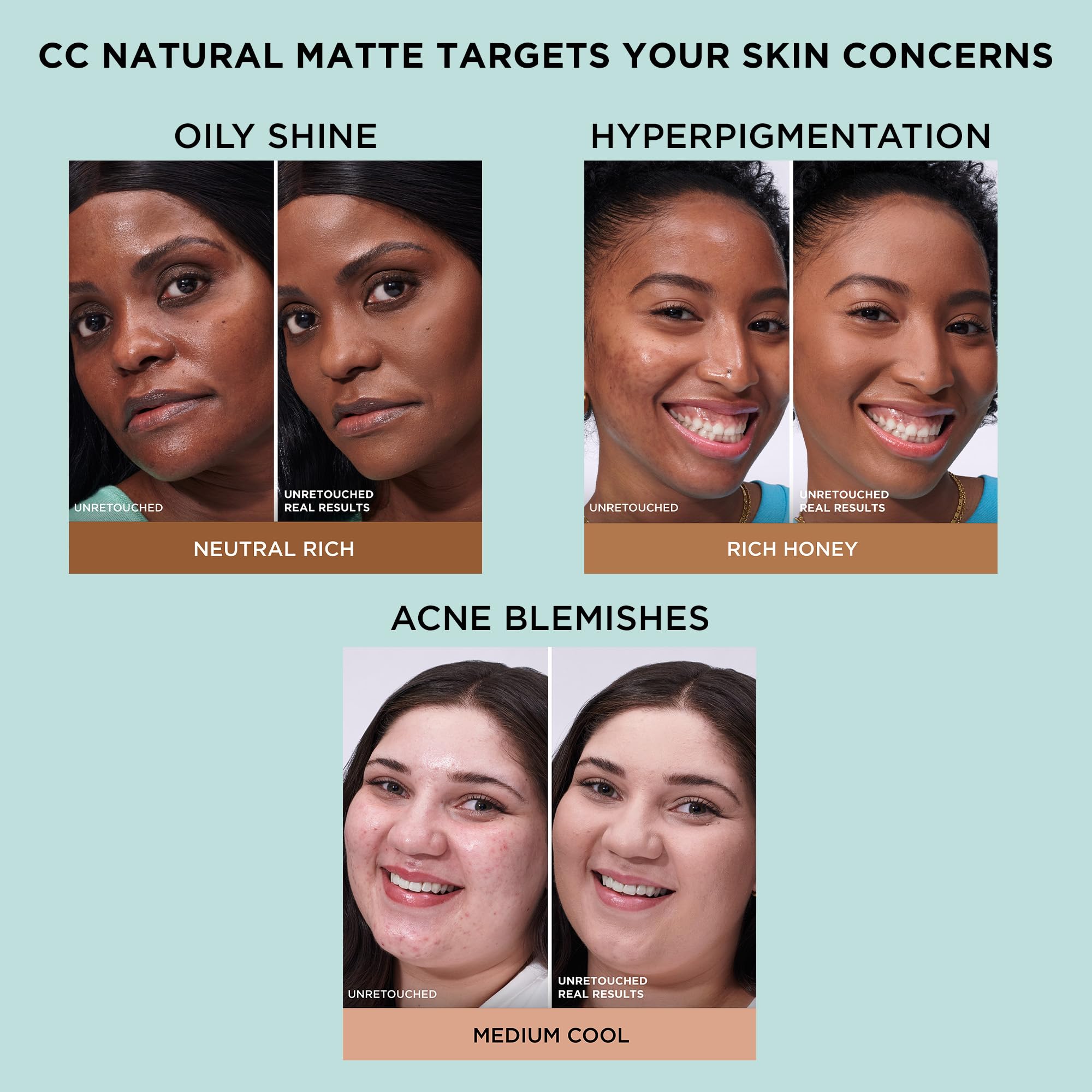 Matte finish on skin appears smooth and non-greasy after application.